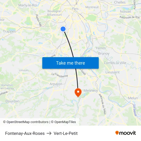 Fontenay-Aux-Roses to Vert-Le-Petit map