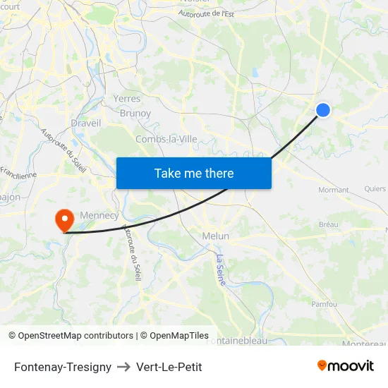Fontenay-Tresigny to Vert-Le-Petit map