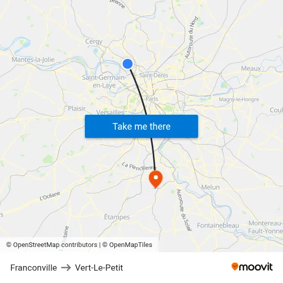 Franconville to Vert-Le-Petit map