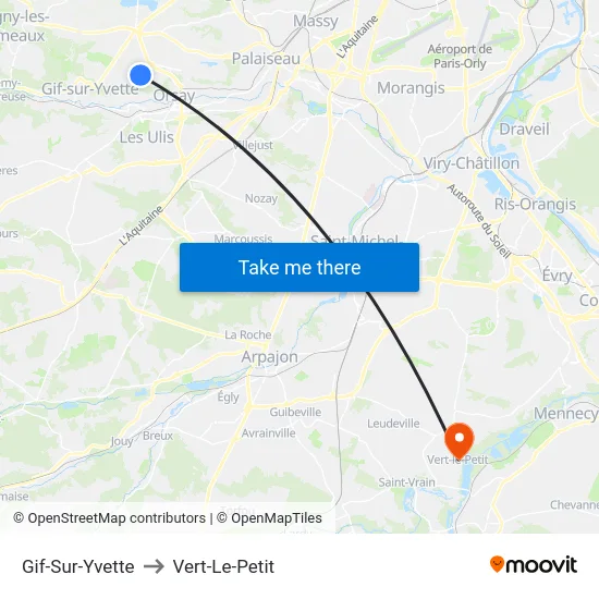 Gif-Sur-Yvette to Vert-Le-Petit map