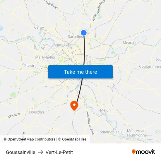 Goussainville to Vert-Le-Petit map
