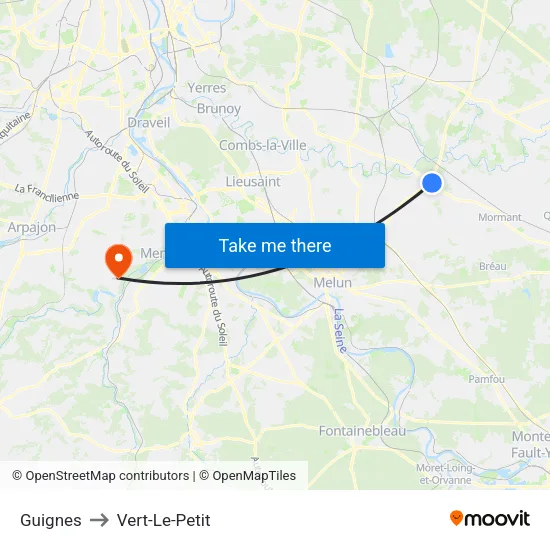 Guignes to Vert-Le-Petit map