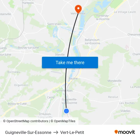 Guigneville-Sur-Essonne to Vert-Le-Petit map
