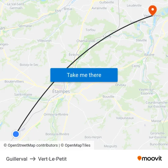 Guillerval to Vert-Le-Petit map