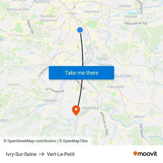 Ivry-Sur-Seine to Vert-Le-Petit map
