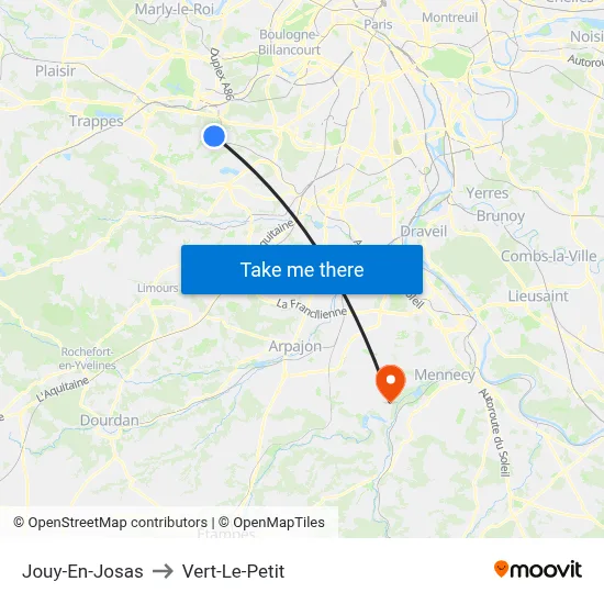 Jouy-En-Josas to Vert-Le-Petit map