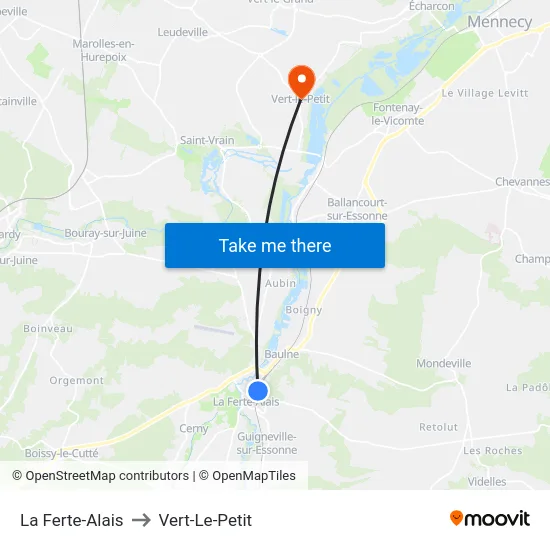 La Ferte-Alais to Vert-Le-Petit map