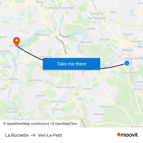 La Rochette to Vert-Le-Petit map