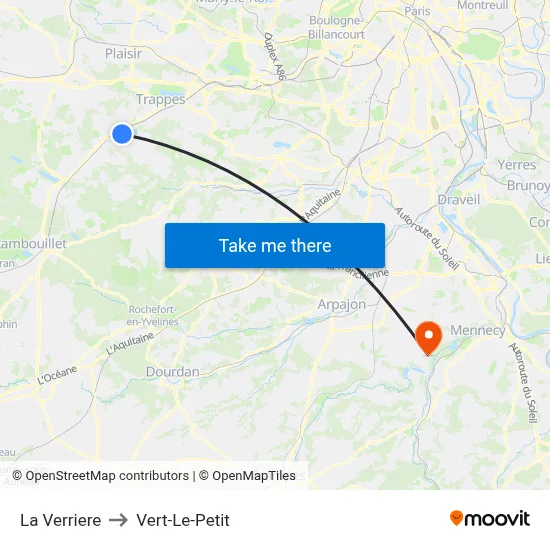 La Verriere to Vert-Le-Petit map
