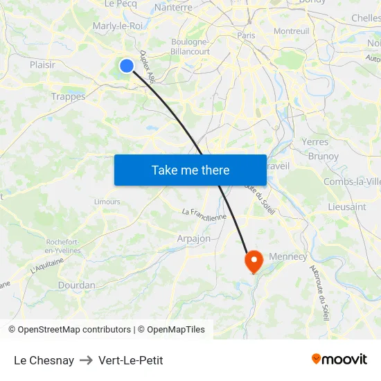 Le Chesnay to Vert-Le-Petit map