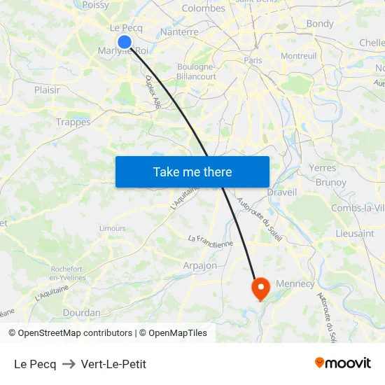 Le Pecq to Vert-Le-Petit map