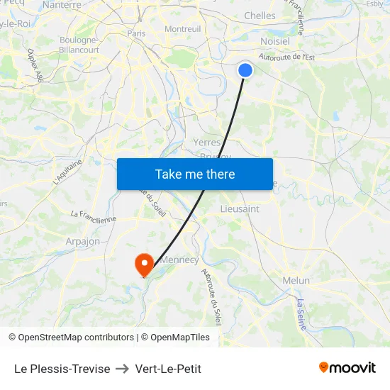 Le Plessis-Trevise to Vert-Le-Petit map