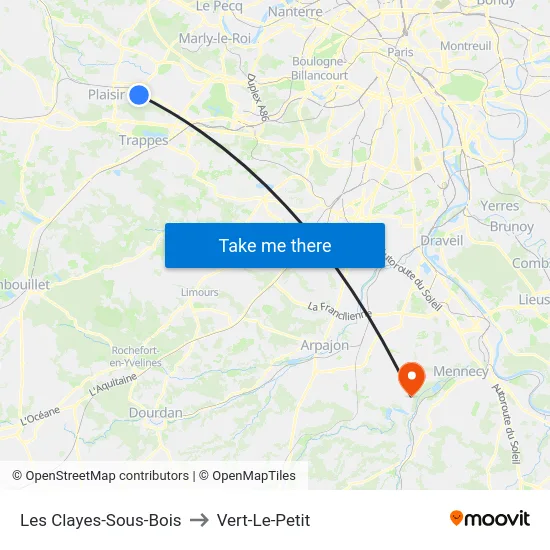 Les Clayes-Sous-Bois to Vert-Le-Petit map