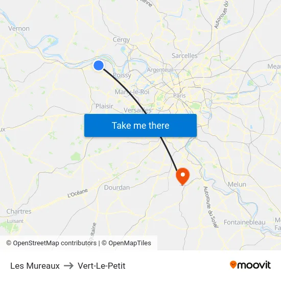 Les Mureaux to Vert-Le-Petit map