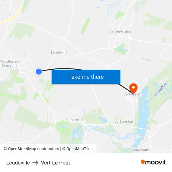 Leudeville to Vert-Le-Petit map