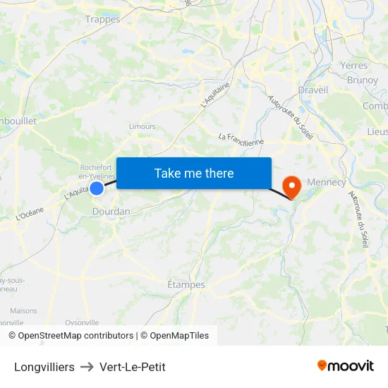 Longvilliers to Vert-Le-Petit map