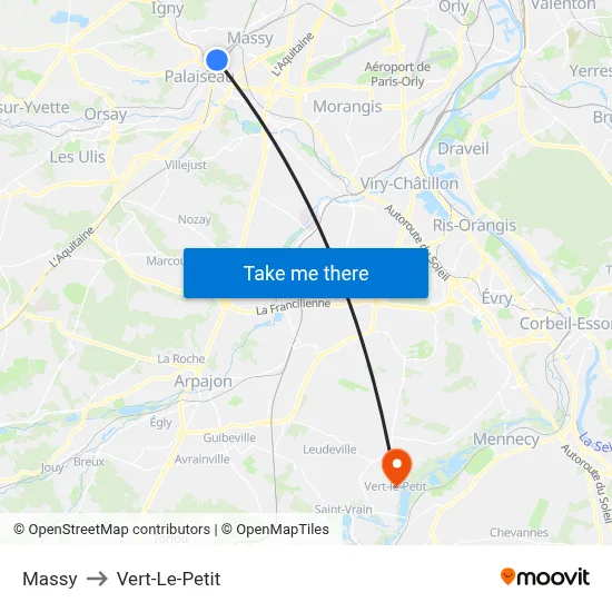 Massy to Vert-Le-Petit map