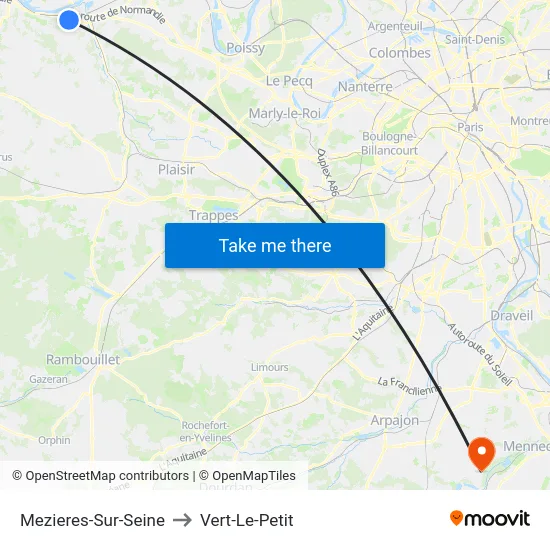Mezieres-Sur-Seine to Vert-Le-Petit map