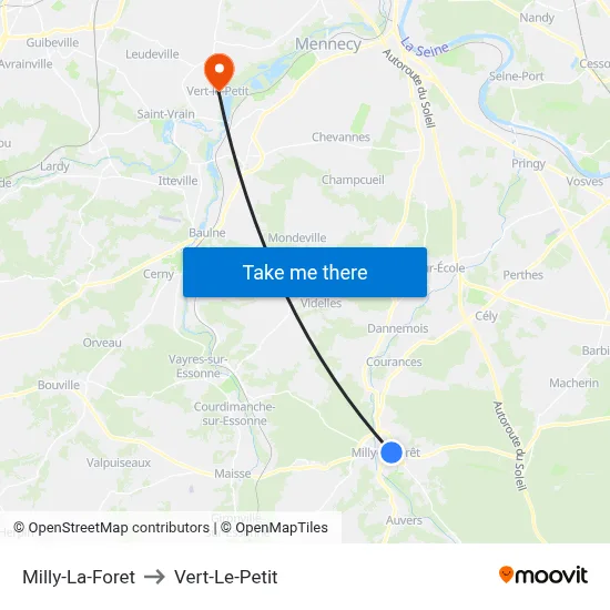 Milly-La-Foret to Vert-Le-Petit map