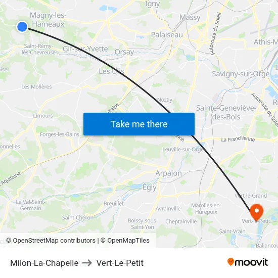 Milon-La-Chapelle to Vert-Le-Petit map