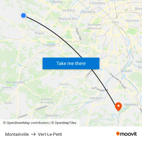 Montainville to Vert-Le-Petit map
