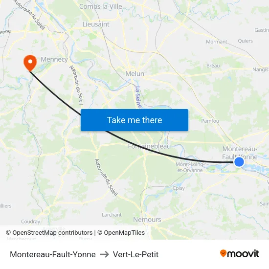 Montereau-Fault-Yonne to Vert-Le-Petit map