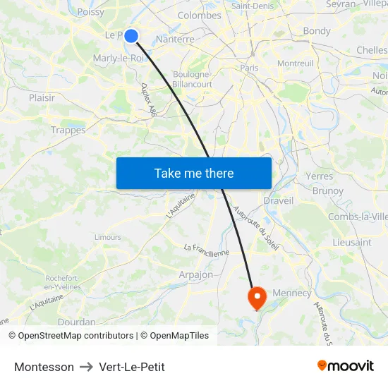 Montesson to Vert-Le-Petit map