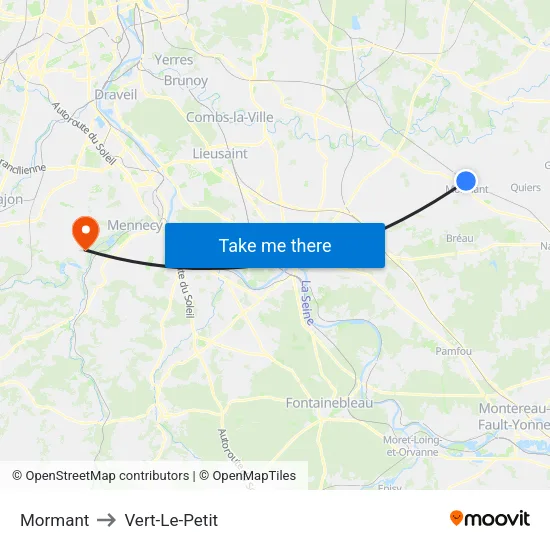 Mormant to Vert-Le-Petit map