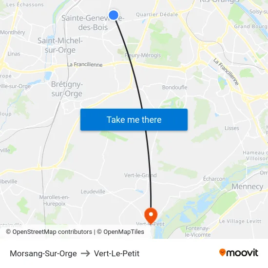 Morsang-Sur-Orge to Vert-Le-Petit map