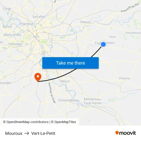 Mouroux to Vert-Le-Petit map