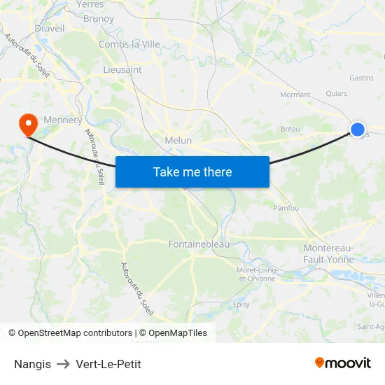 Nangis to Vert-Le-Petit map