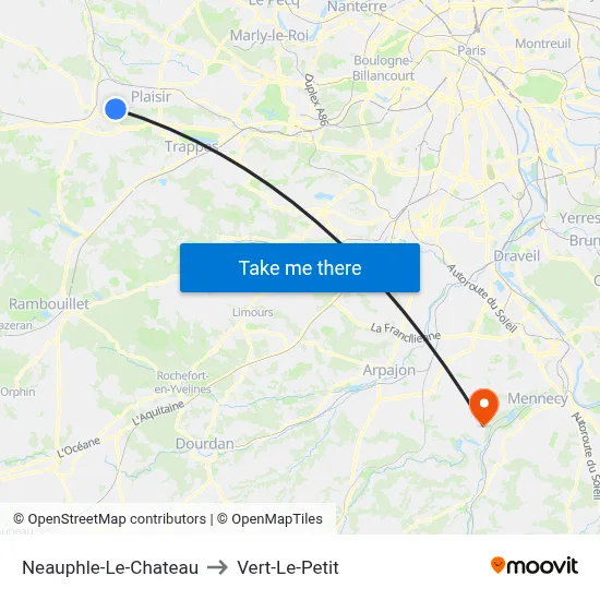Neauphle-Le-Chateau to Vert-Le-Petit map
