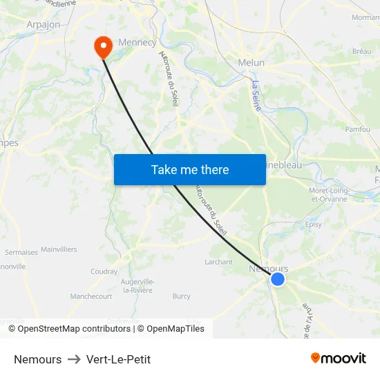 Nemours to Vert-Le-Petit map