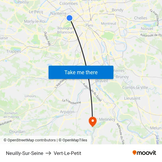 Neuilly-Sur-Seine to Vert-Le-Petit map