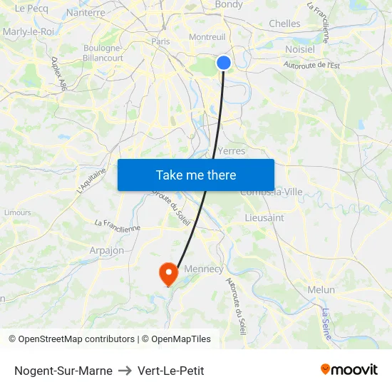 Nogent-Sur-Marne to Vert-Le-Petit map