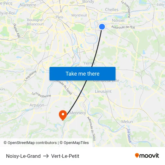 Noisy-Le-Grand to Vert-Le-Petit map