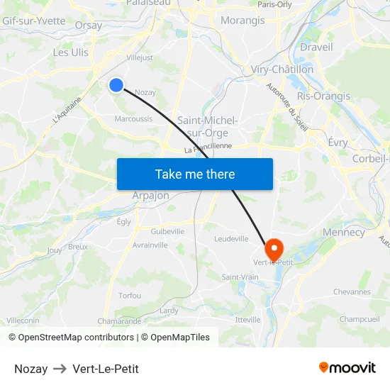 Nozay to Vert-Le-Petit map