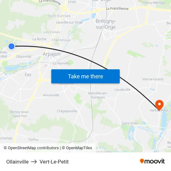 Ollainville to Vert-Le-Petit map