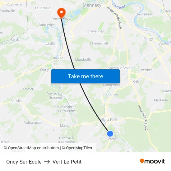 Oncy-Sur-Ecole to Vert-Le-Petit map