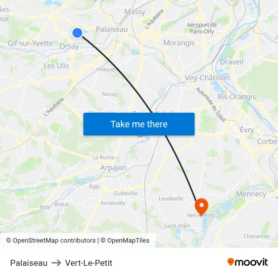 Palaiseau to Vert-Le-Petit map