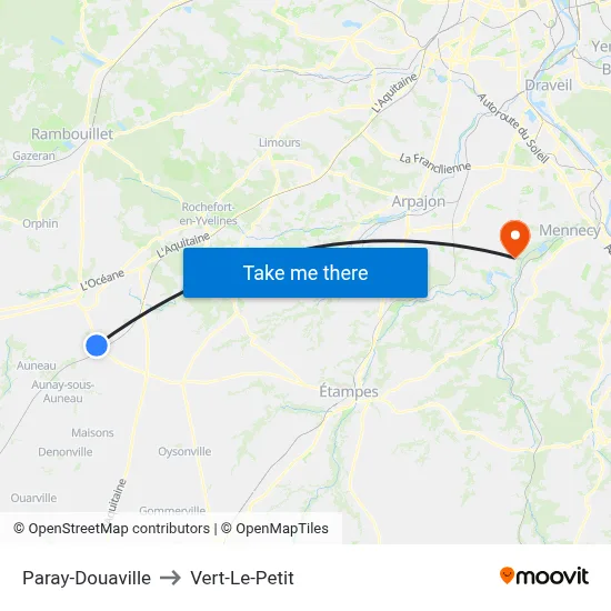 Paray-Douaville to Vert-Le-Petit map