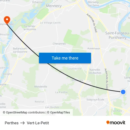 Perthes to Vert-Le-Petit map