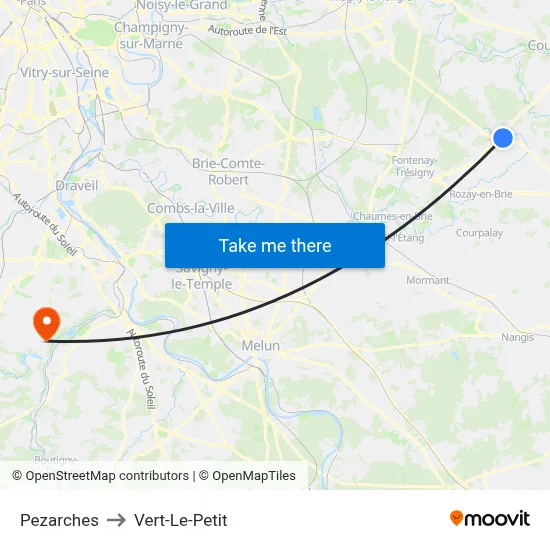 Pezarches to Vert-Le-Petit map