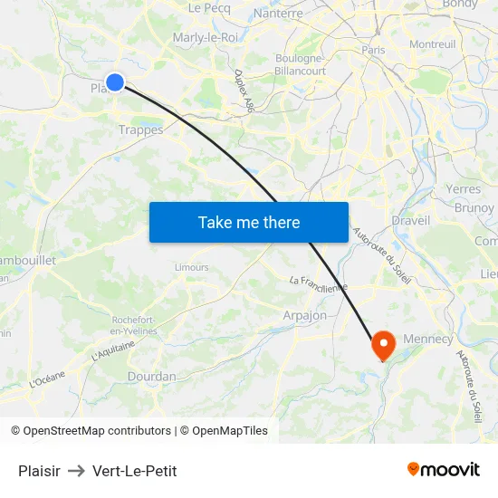 Plaisir to Vert-Le-Petit map