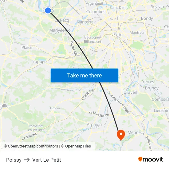 Poissy to Vert-Le-Petit map