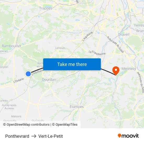 Ponthevrard to Vert-Le-Petit map