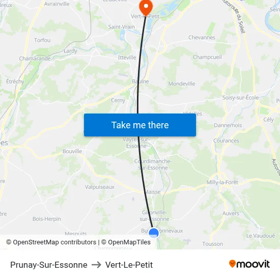 Prunay-Sur-Essonne to Vert-Le-Petit map