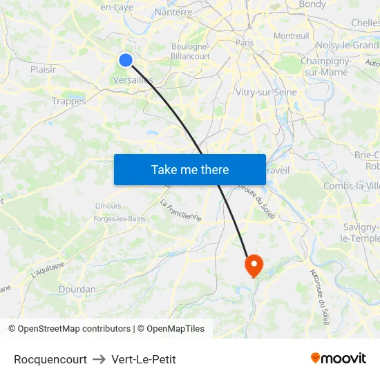 Rocquencourt to Vert-Le-Petit map
