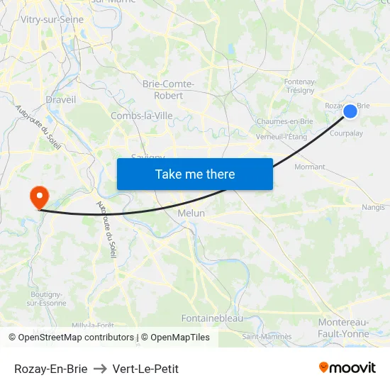 Rozay-En-Brie to Vert-Le-Petit map