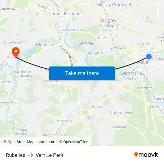 Rubelles to Vert-Le-Petit map